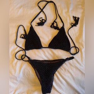 Acacia Swimwear Black Crochet Set
